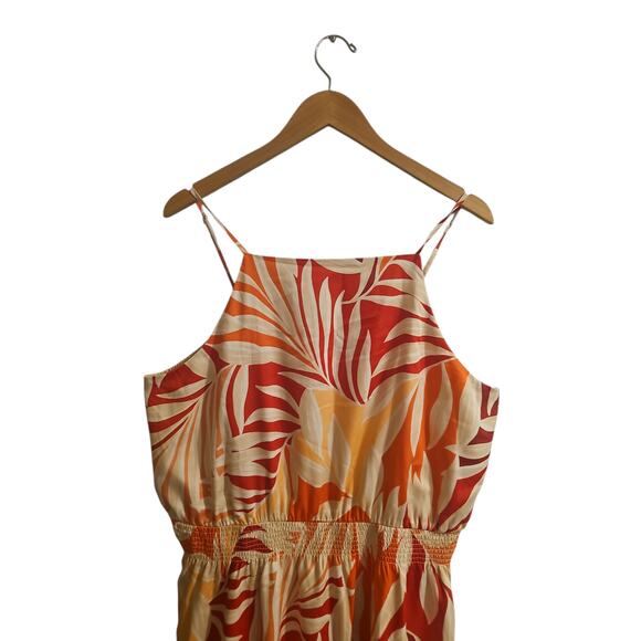 Ann Taylor fit n flare tropical print spaghetti straps midi dress sz XXL - Picture 5 of 9